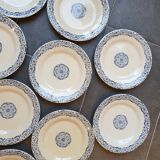 11 plates in opaque porcelain from Gien known as Terre de Fer