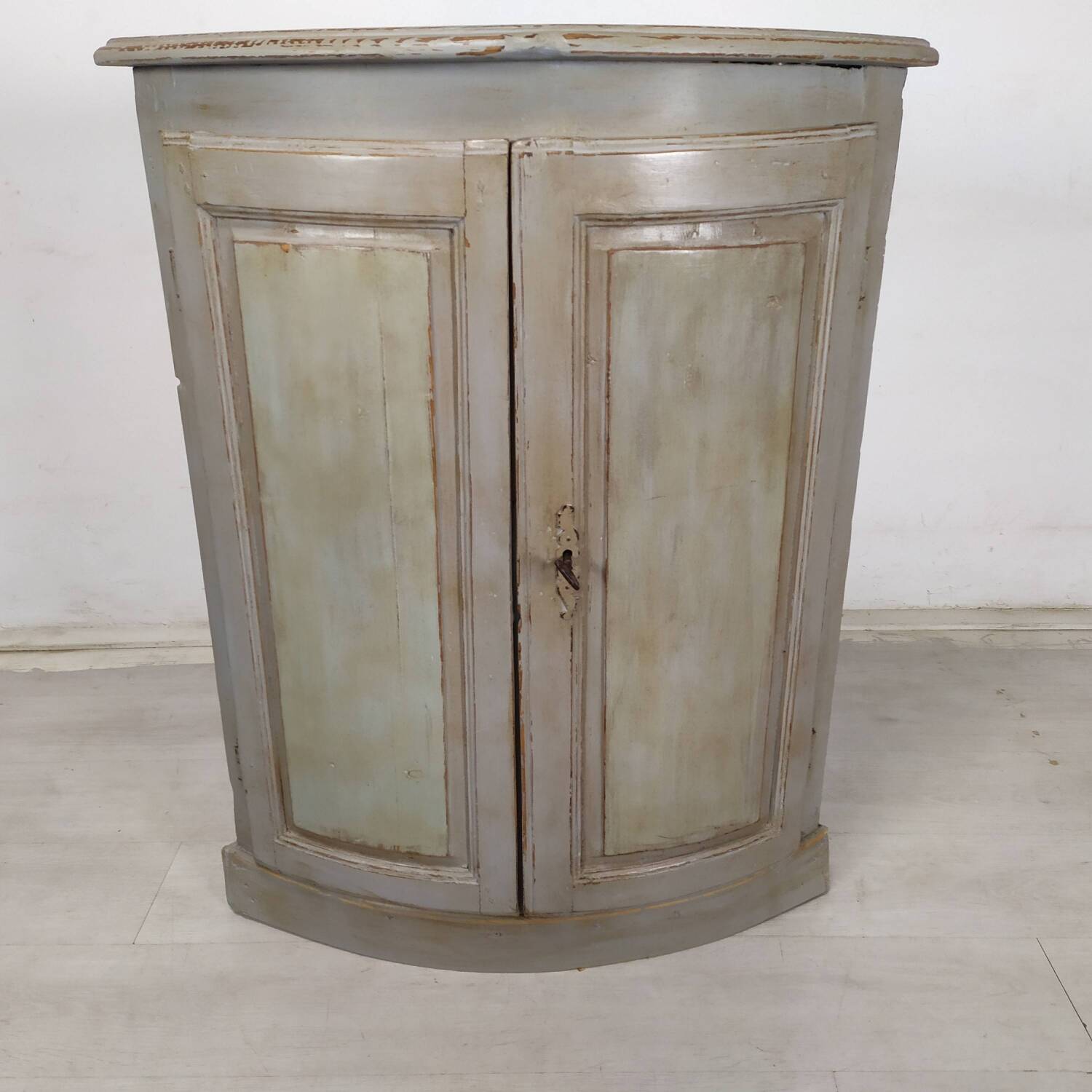 Rustic patinated corner cupboard