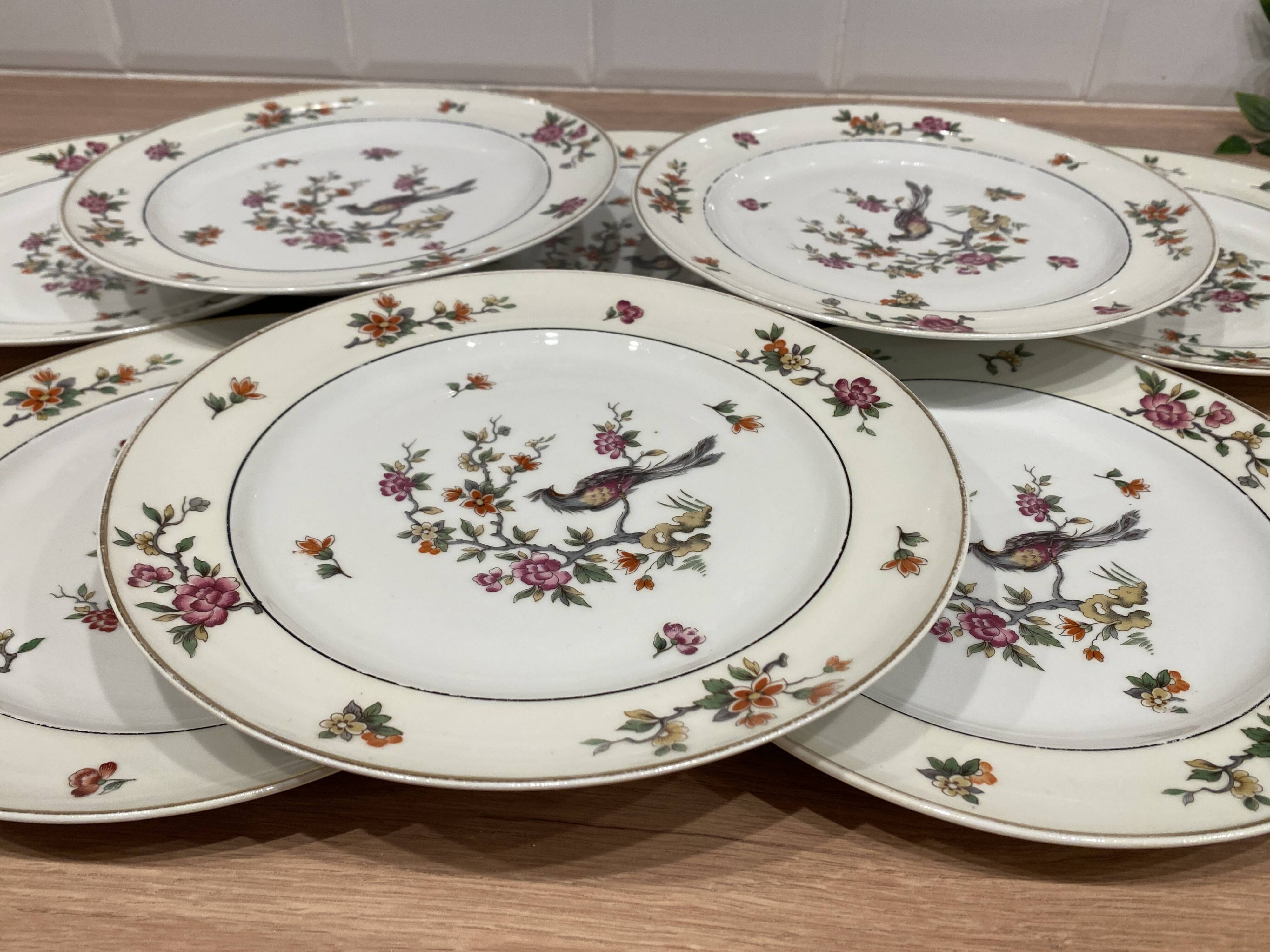 Set of 8 flat plates in Limoges porcelain