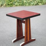 Vintage formica bistro table, wooden base side table