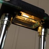 Vintage black metal and glass table lamp Bankers by Robert Sonneman for Georges Kovacs, Memphis Design 1980s