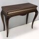 Vintage Rectangular Solid Walnut Console Table with Engraved Mirror Motif, Italy