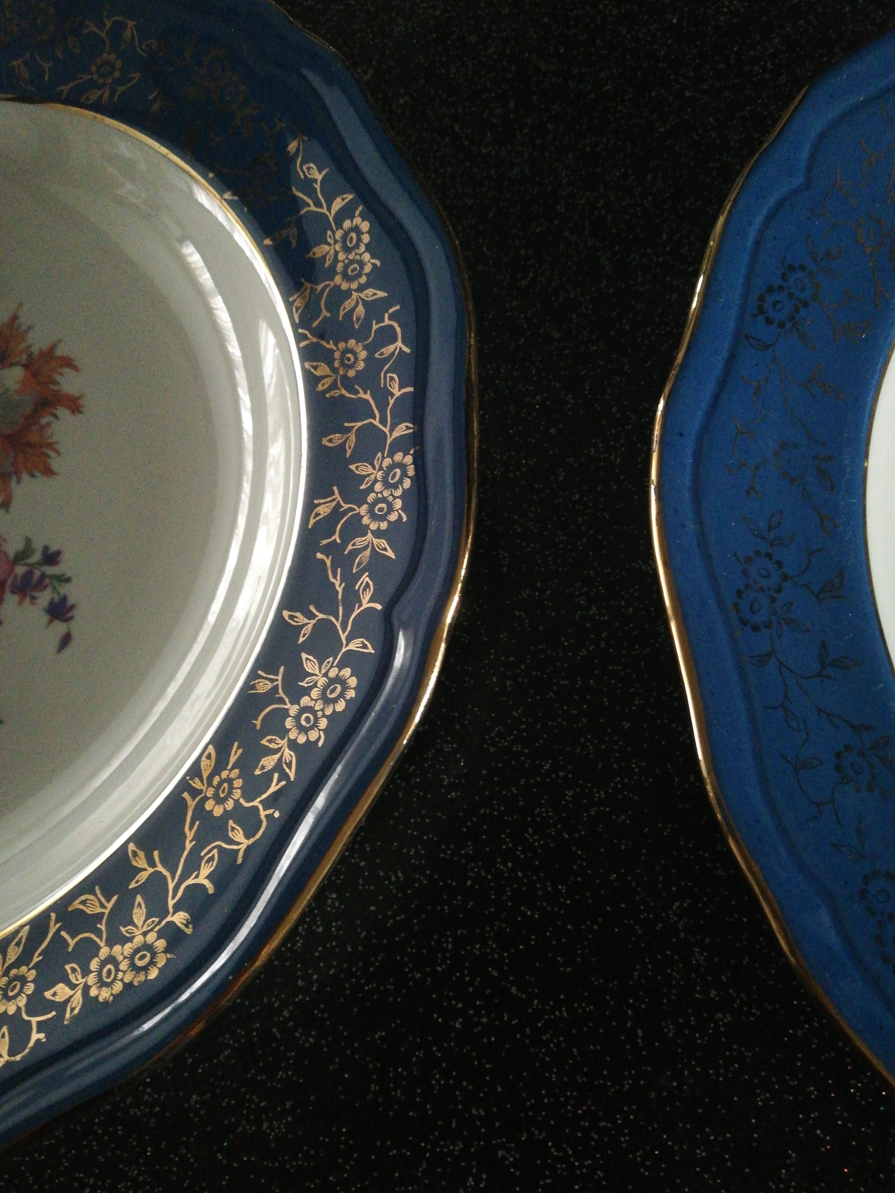 Set of 4 blue l'amandinoise Prestige plates