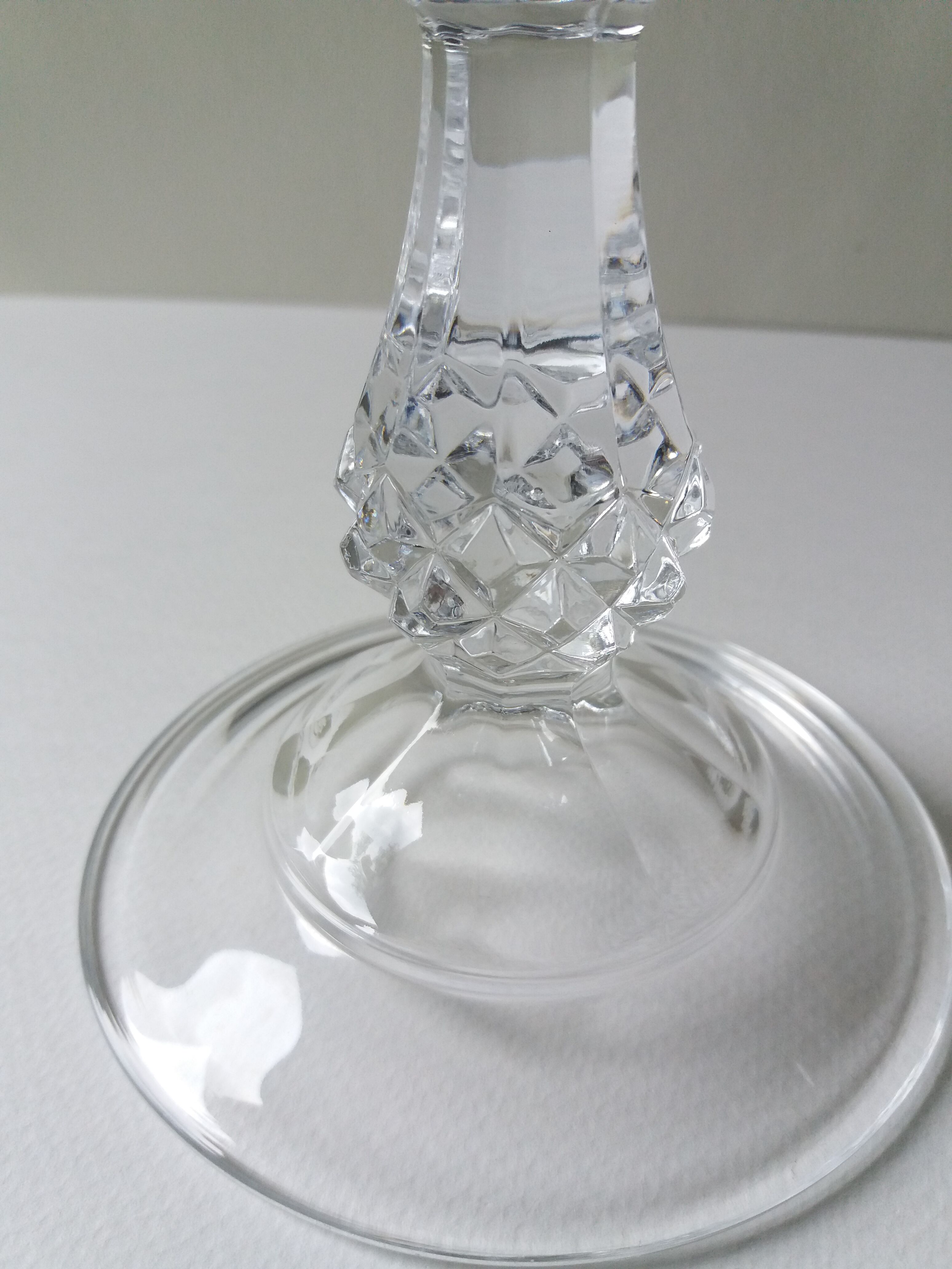 Pair candlesticks glass diamond spikes