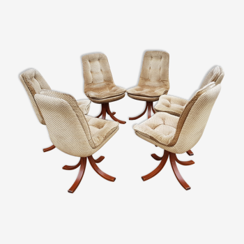 Serie de 6 chaises velours 1970