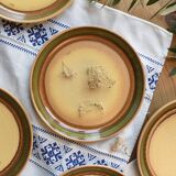 Vintage dinner plates from the 70s, in glazed stoneware, stamped Esso, Set of 6.