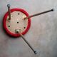 Tabouret tripode "moumoutte" rouge, vintage 70s