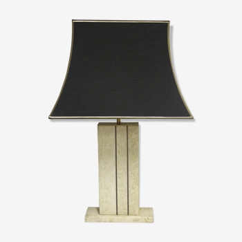 Travertine and brass, 1970's table lamp
