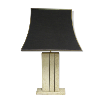 Travertine and brass, 1970's table lamp