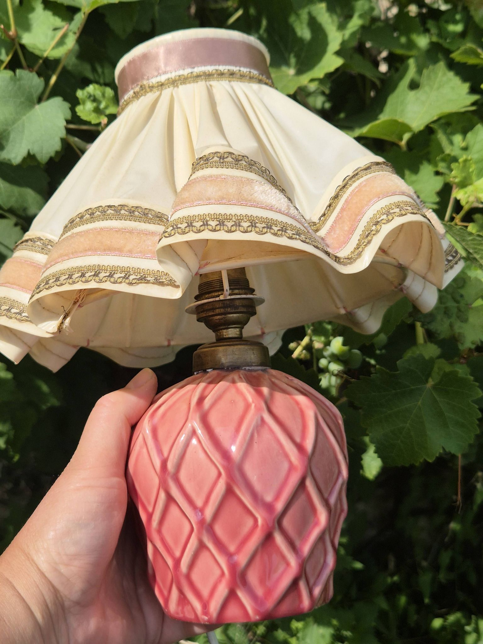 Rare 1970s Desk lamp with pleated shade