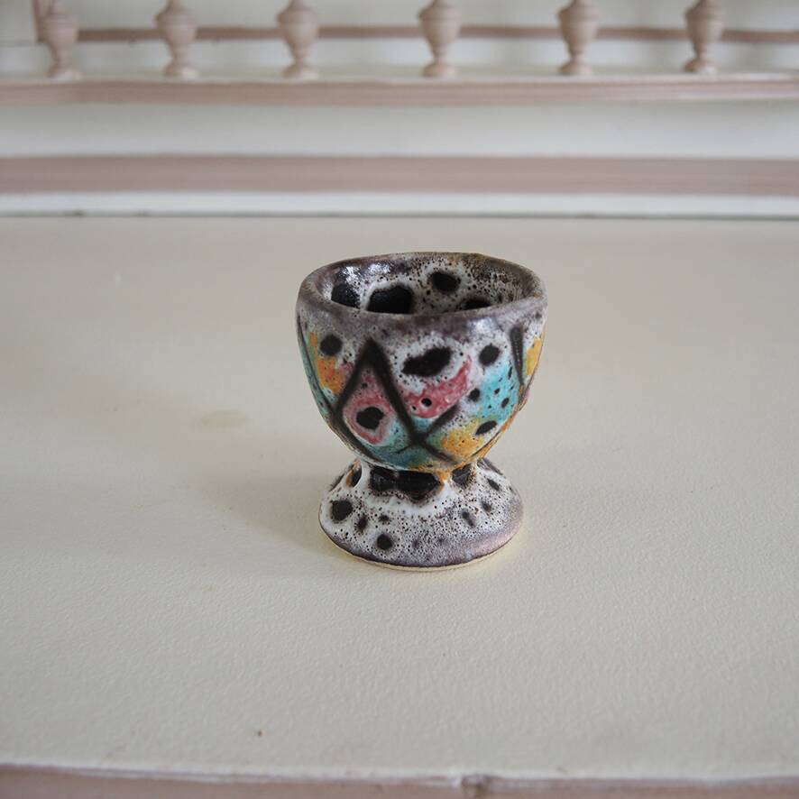 Antique Vallauris Style Ceramic Egg Cup