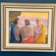 20th Century Oil on Panel – “Three Women” by N. Leon (1947) – Vintage