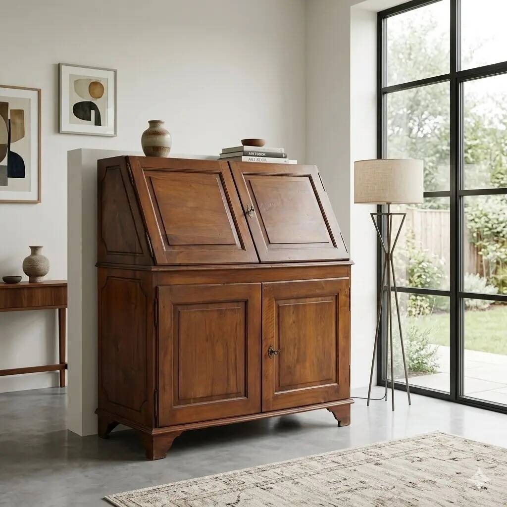 Antique walnut sideboard with pine drawers, Italy, 19th century.