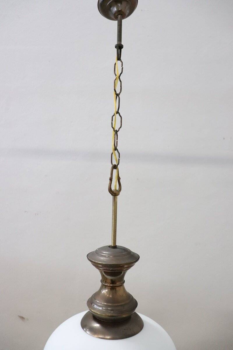 Pendant Lamp In Brass And Glass, 1960s Special Price
