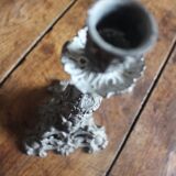 Grey cherub church torch candlestick