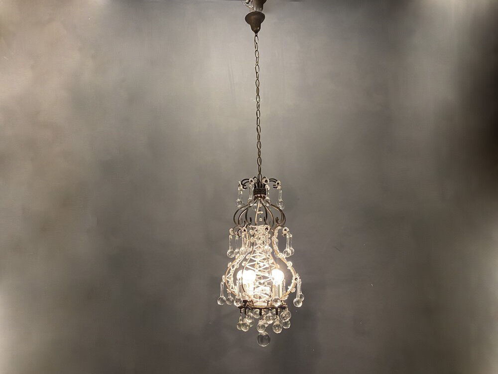 Vintage italian light pendant with murano glass drops