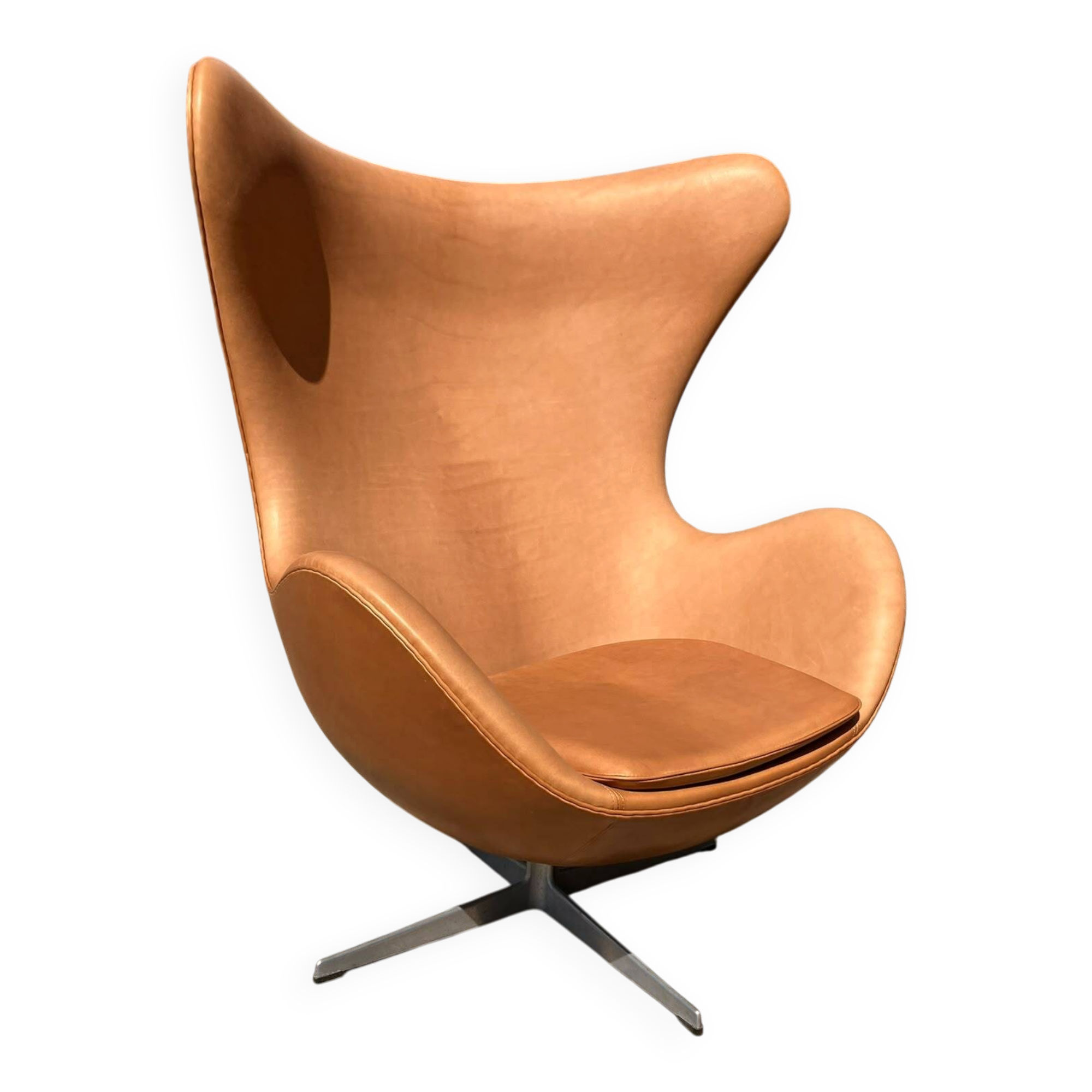 Fritz Hansen Egg Chair 07-'63 Cognac Camel vintage leather NEW CONDITION!!