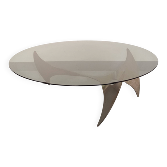 Vintage Propeller coffee table by Knut Hesterberg in steel and glass.