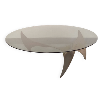 Vintage Propeller coffee table by Knut Hesterberg in steel and glass.