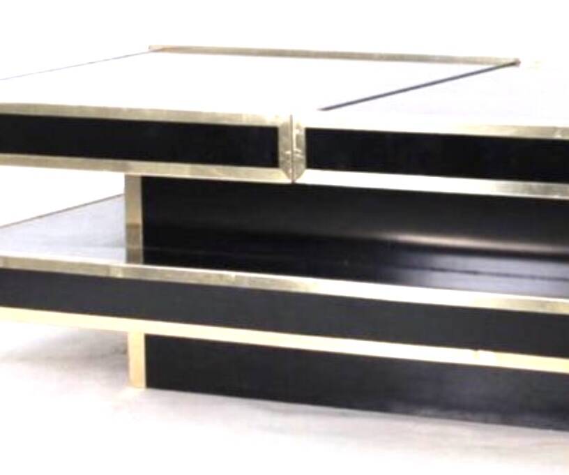 Brass and lacquered glass coffee table, circa 1979