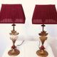 Pair of vintage golden acanthus leaf decorative lamps