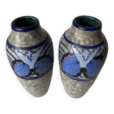 Paire de vase Papillon de Louis Dage art déco