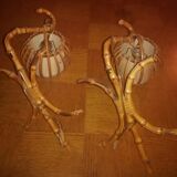 Two rattan wall lamps