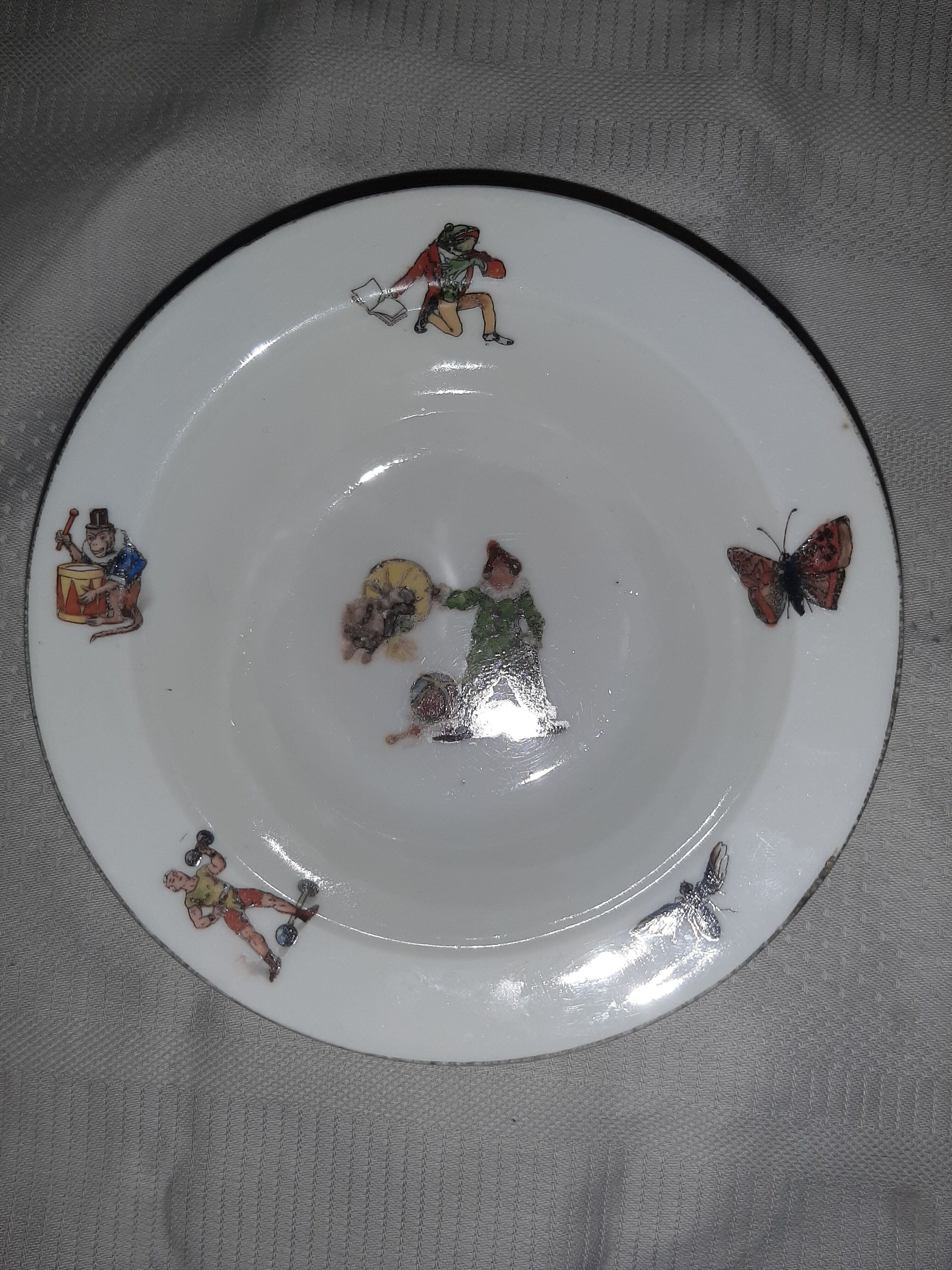 2 bowls of porridge child porcelain of Limoges art deco period