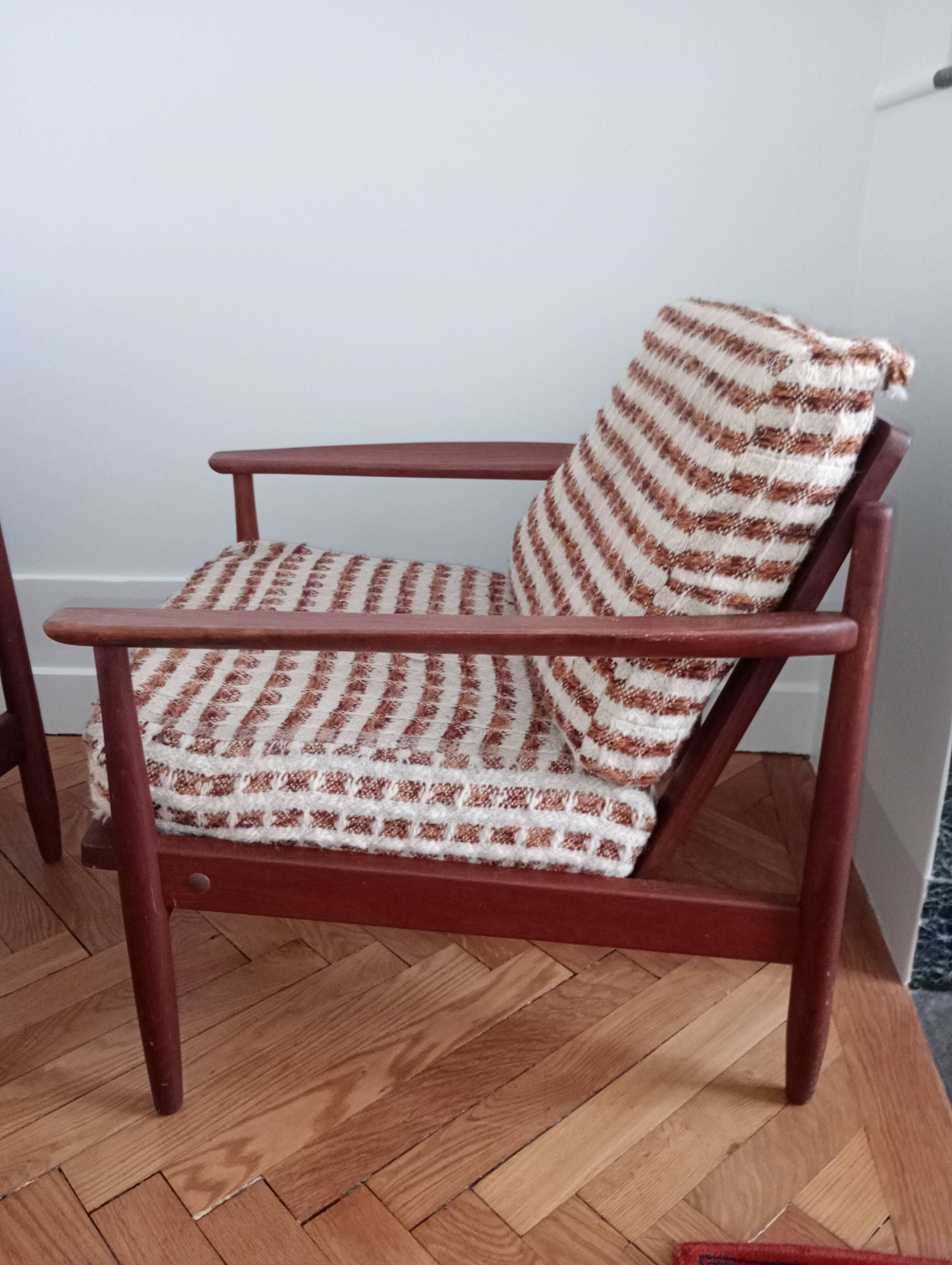 Pair of vintage Scandinavian teak armchairs.