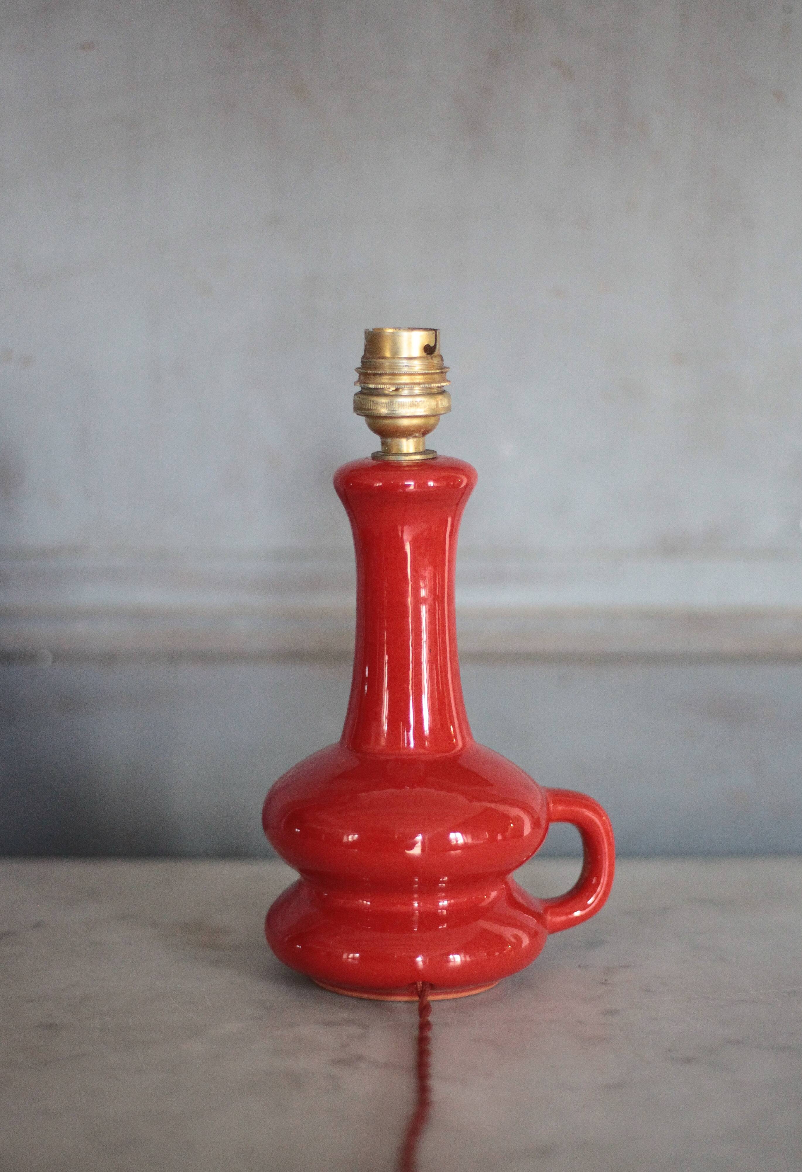 Glazed terracotta lamp, vintage lamp, table lamp, bedside lamp,