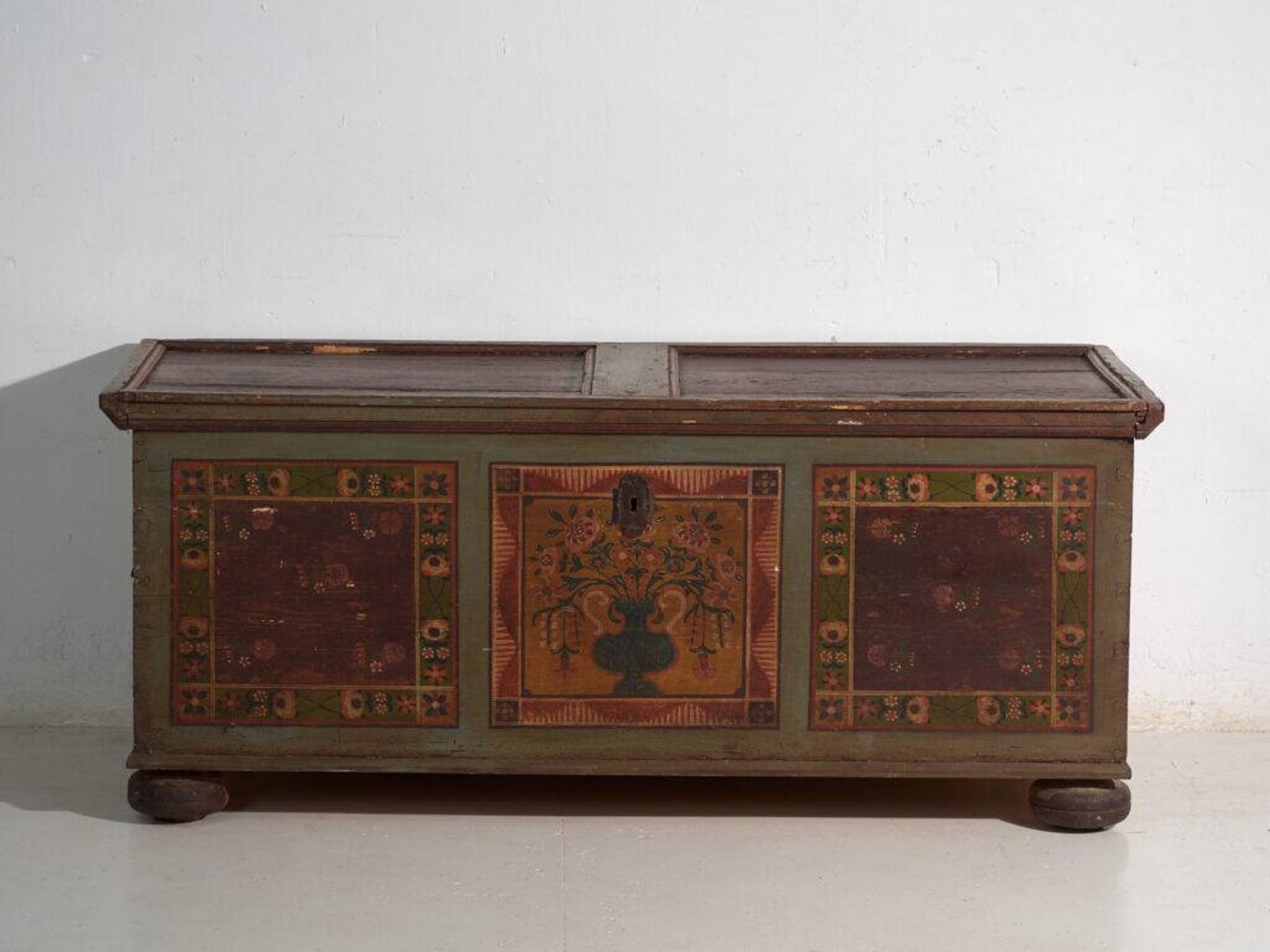 Antique polychrome wedding chest – Central Europe, circa 1850