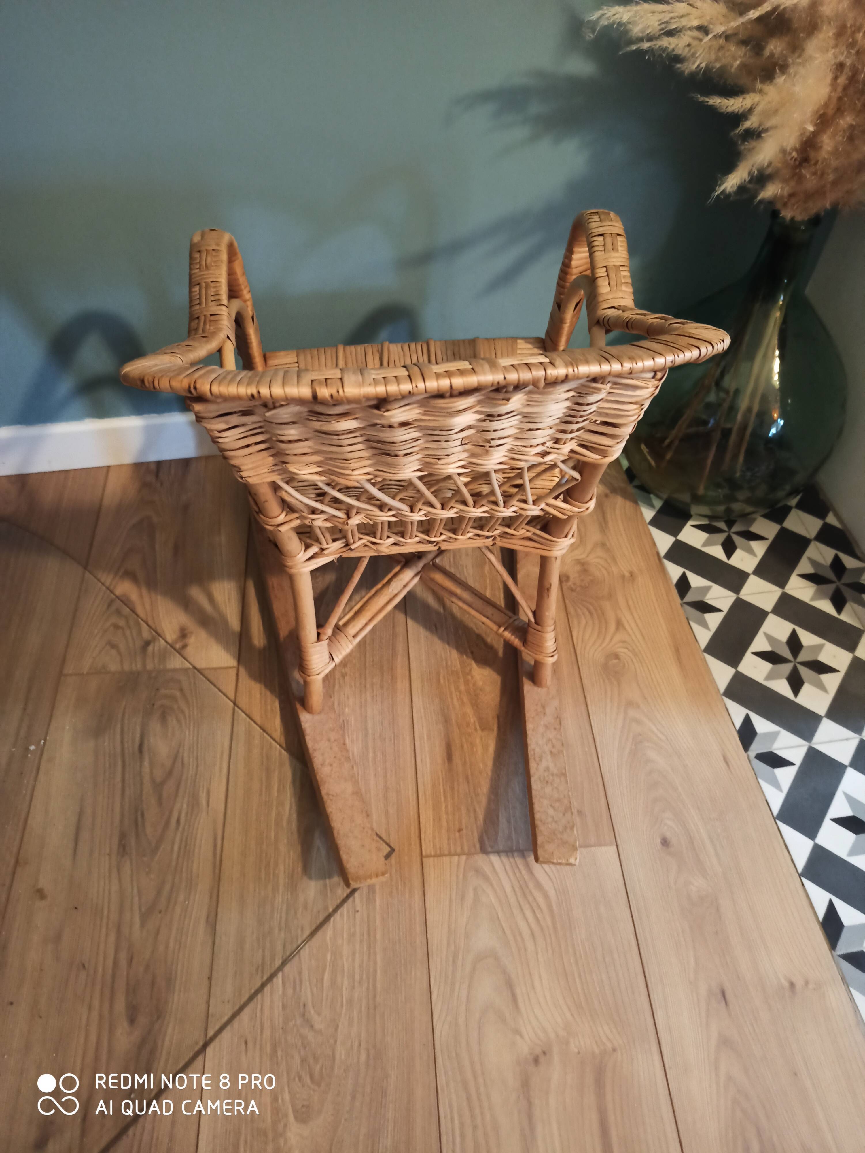 Vintage rattan children's rocking chair