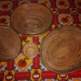 Set of bamboo and brass dishes