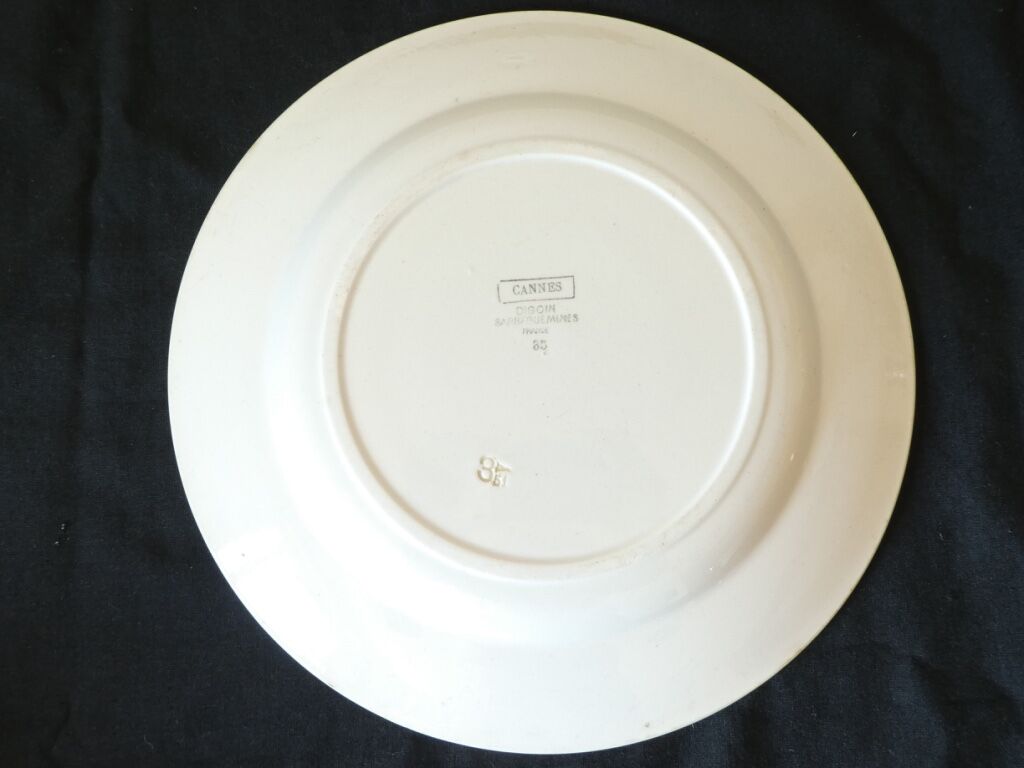Plat rond en faience digoin sarreguemines modele cannes