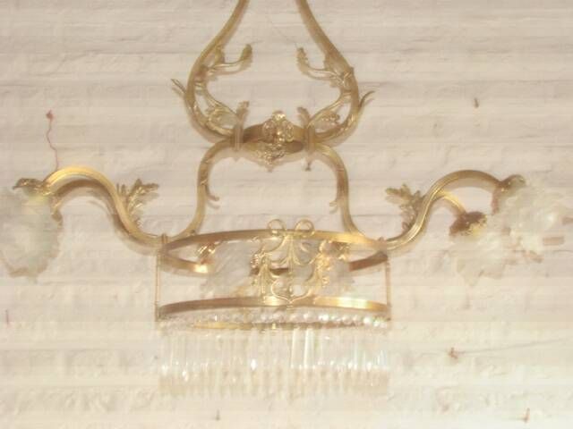 bronze and brass chandelier with 6 arms from the early 20th century