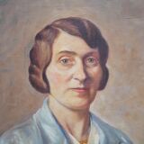 Portrait painting, Painting on old canvas signed Raymond Casez