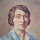 Portrait painting, Painting on old canvas signed Raymond Casez