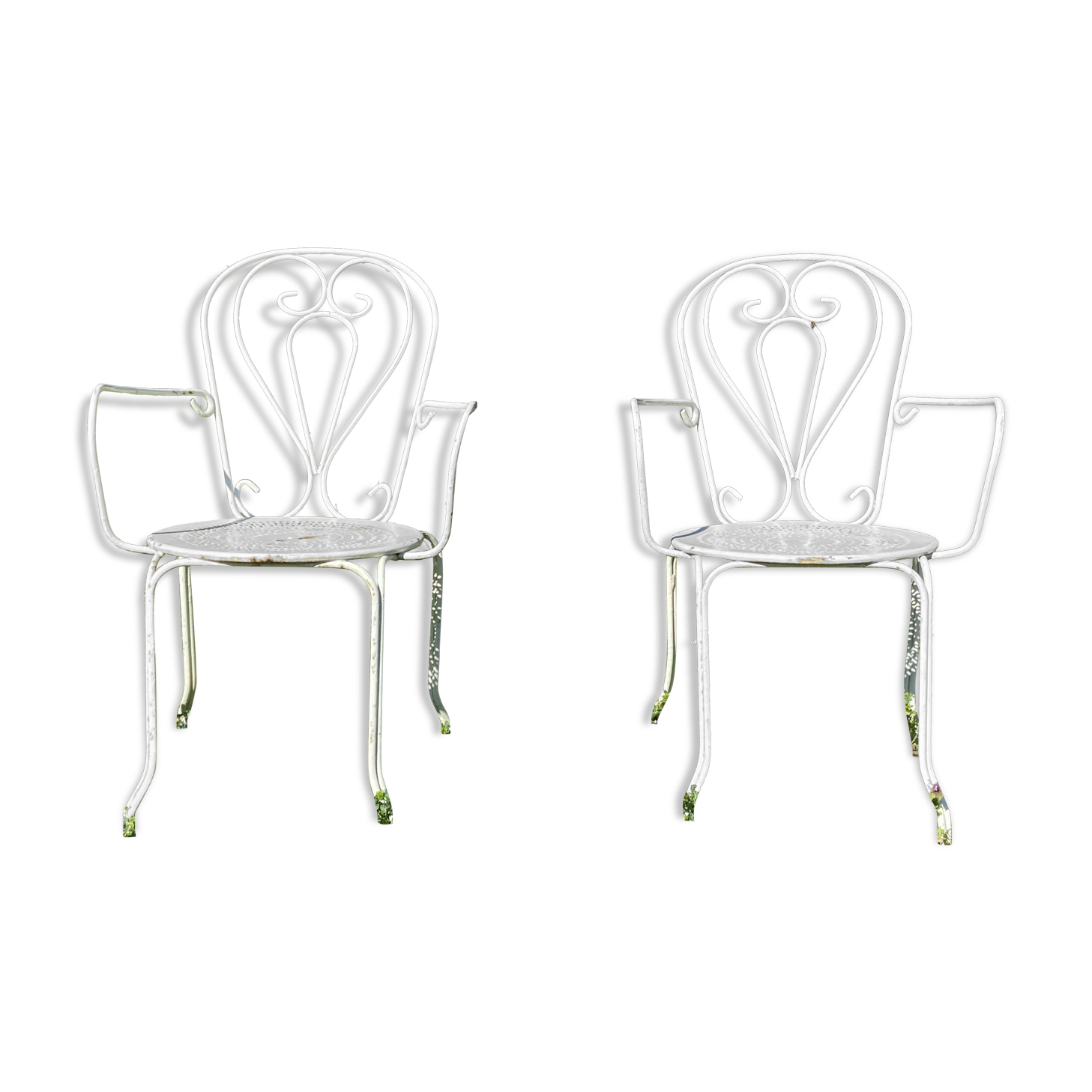 Pair of armchairs wrought iron garden chairs French iron armchairs 1950