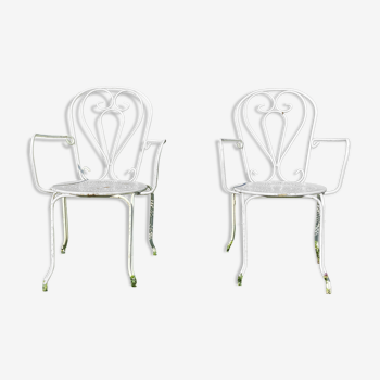 Pair of armchairs wrought iron garden chairs French iron armchairs 1950