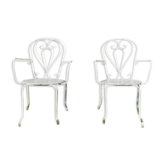 Pair of armchairs wrought iron garden chairs French iron armchairs 1950