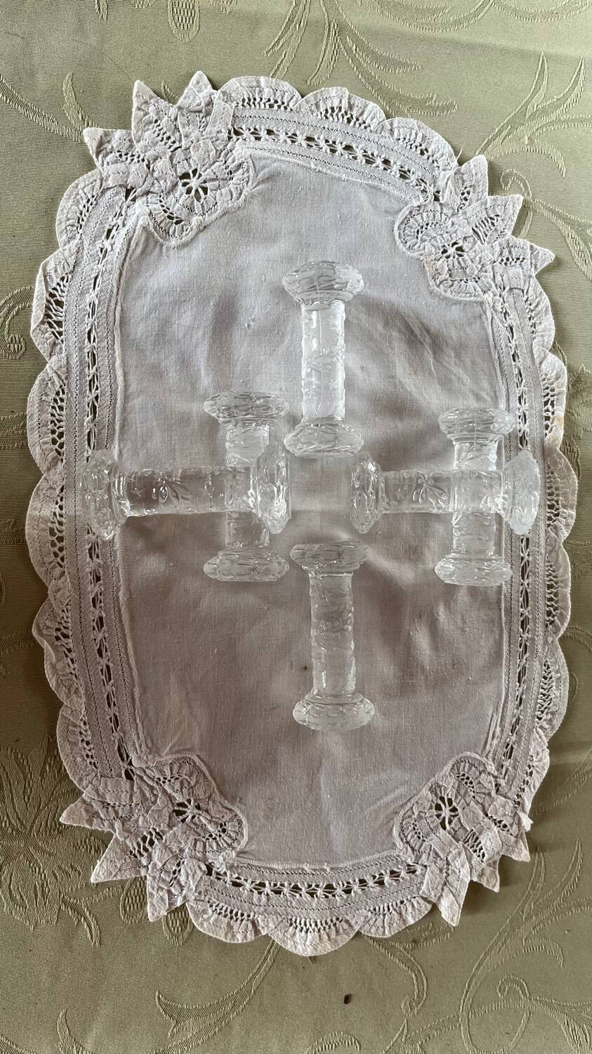 Set of 6 vintage glass knife rests