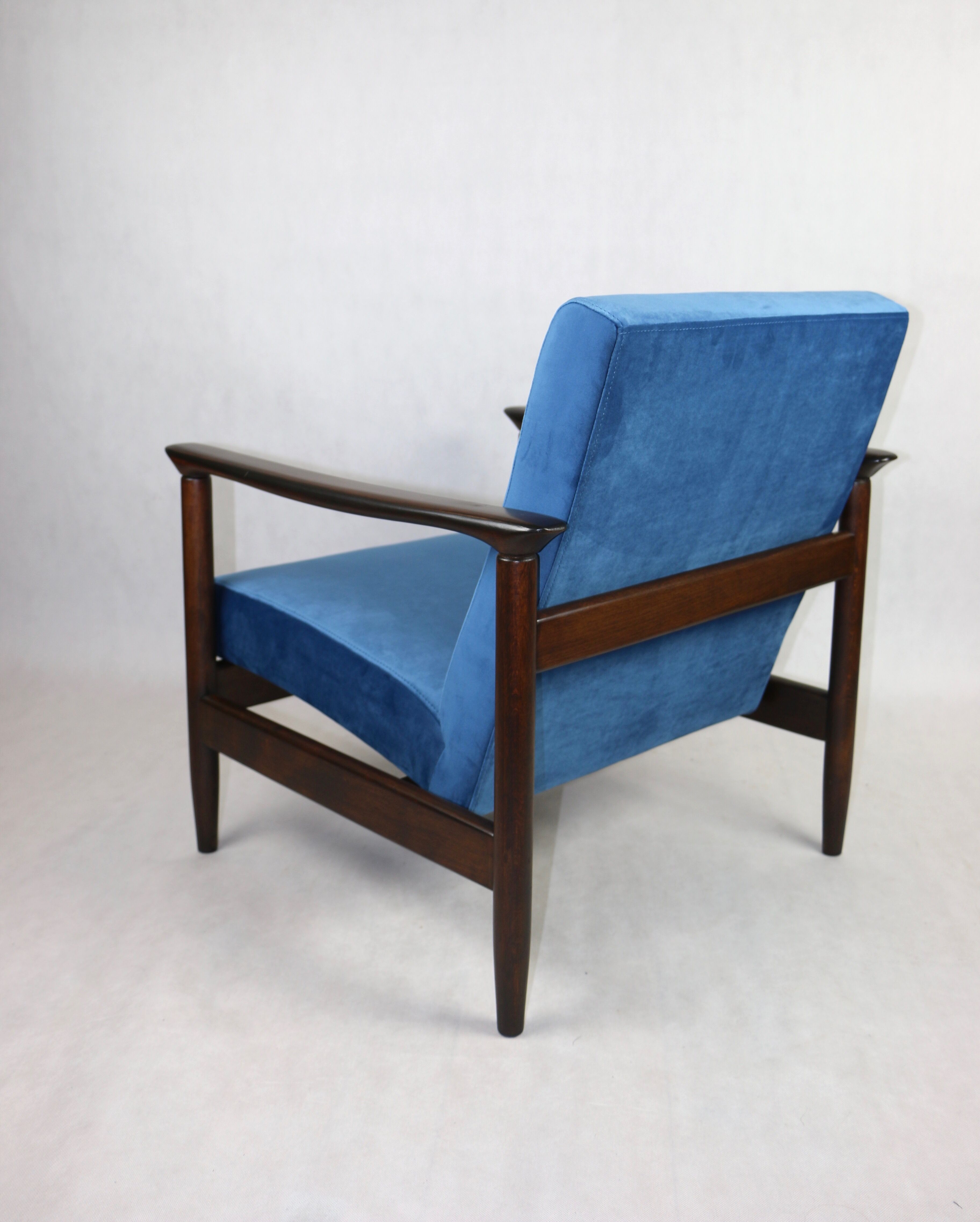 Blue marine velvet gfm-142 armchair by Edmund Homa, 1970s, ocean