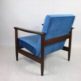 Blue marine velvet gfm-142 armchair by Edmund Homa, 1970s, ocean