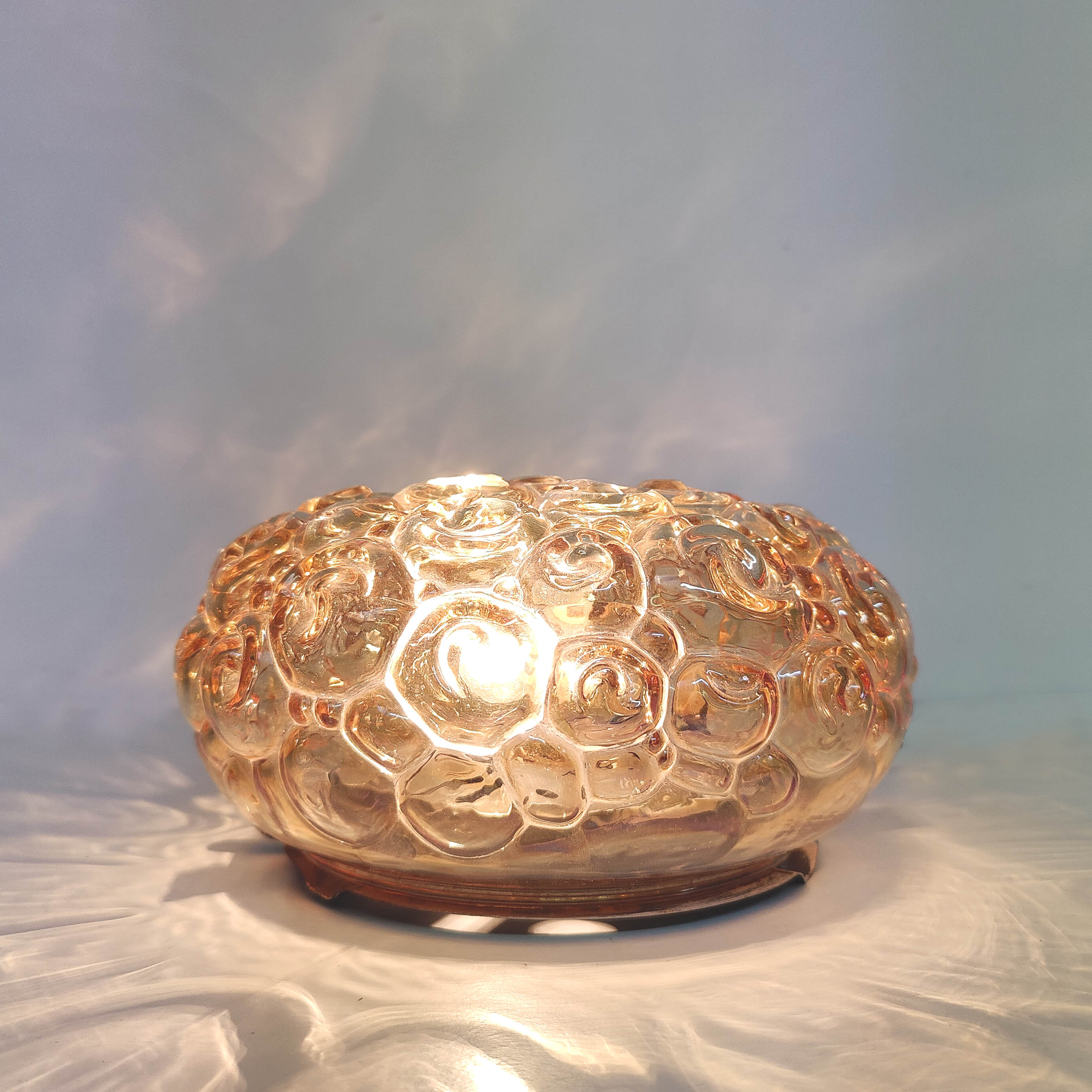 Ceiling lamp glass bubble champagne 70s