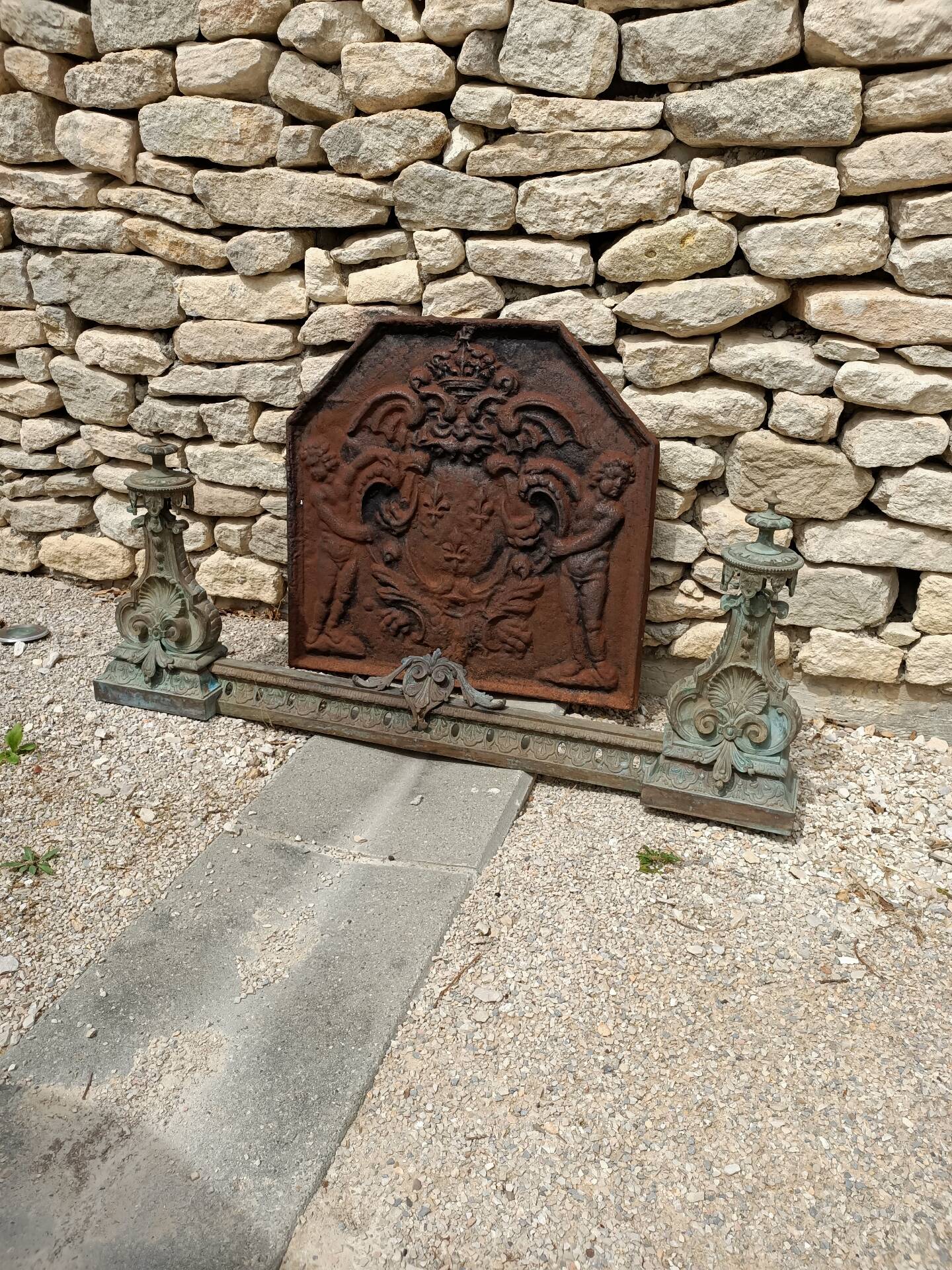 Large Front Fireplace Bronze 49cm 11kg - Marked DB 539 - Bar 113cm