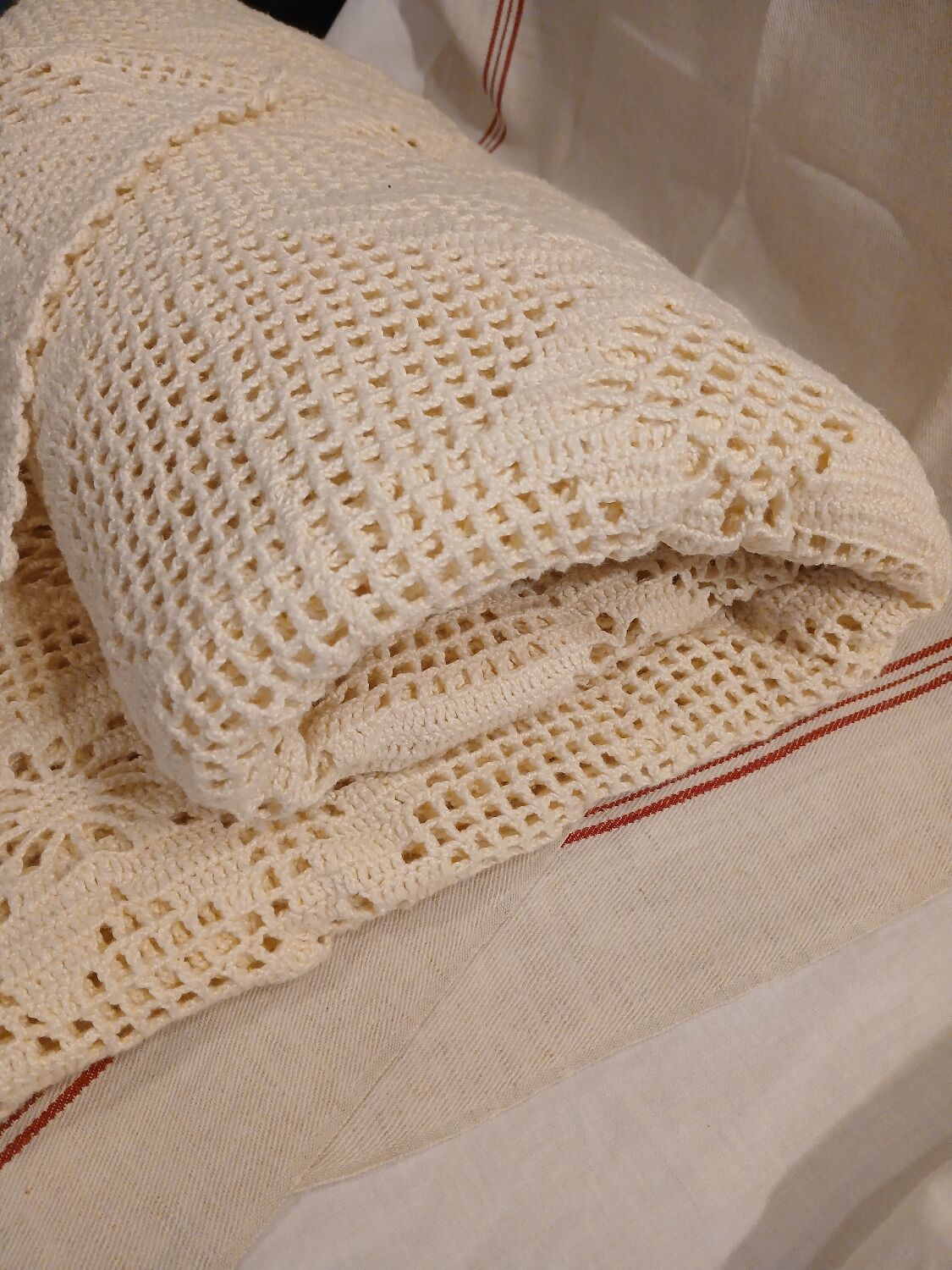 2 antique crocheted bedspreads