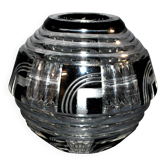 Art Deco round vase in black overlay crystal 1930-1940 Val Saint Lambert?