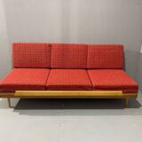 Mid-century folding sofa bed by Drevotvar, 1970s, Czechoslovakia