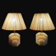 Pair of Art Deco marble alabaster pleated shade table lamps vintage