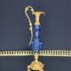 Cut blue crystal jug and gilded bronze, attributed to Baccarat.
